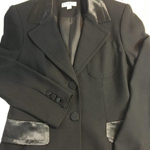 Black Tuxedo Jacket Satin Accents - bebe